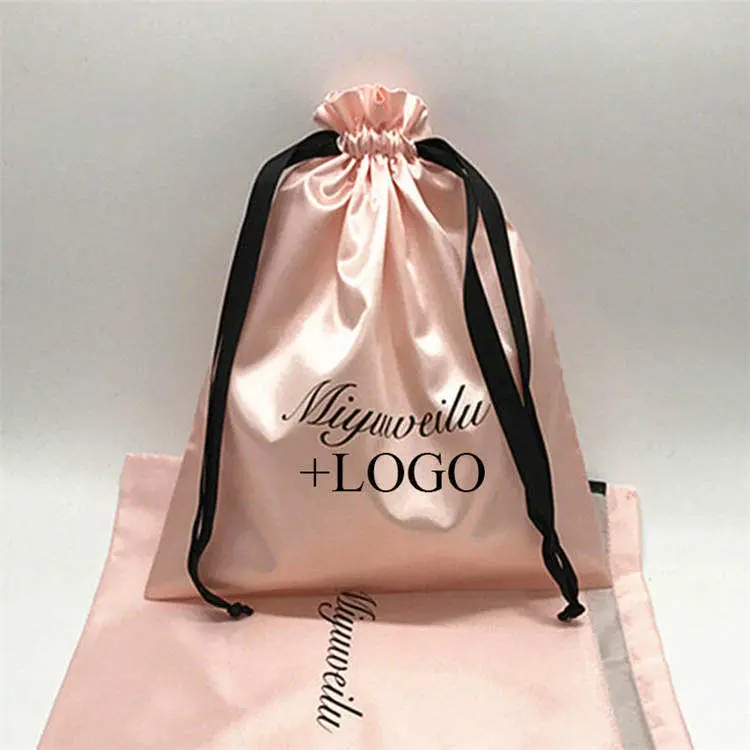 Wholesale Market Custom Logo Satin Silk Drawstring Bag for Gift Packaging