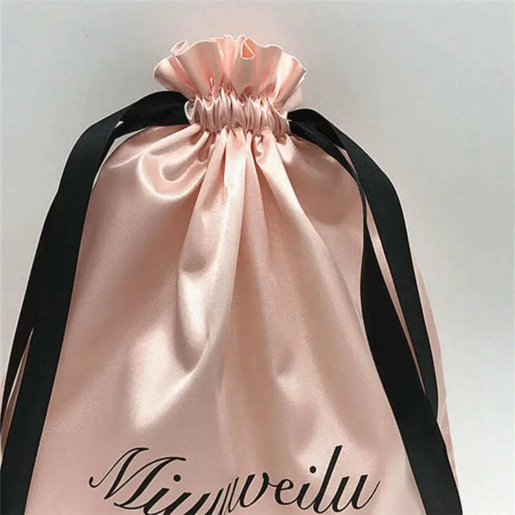 Wholesale Market Custom Logo Satin Silk Drawstring Bag for Gift Packaging